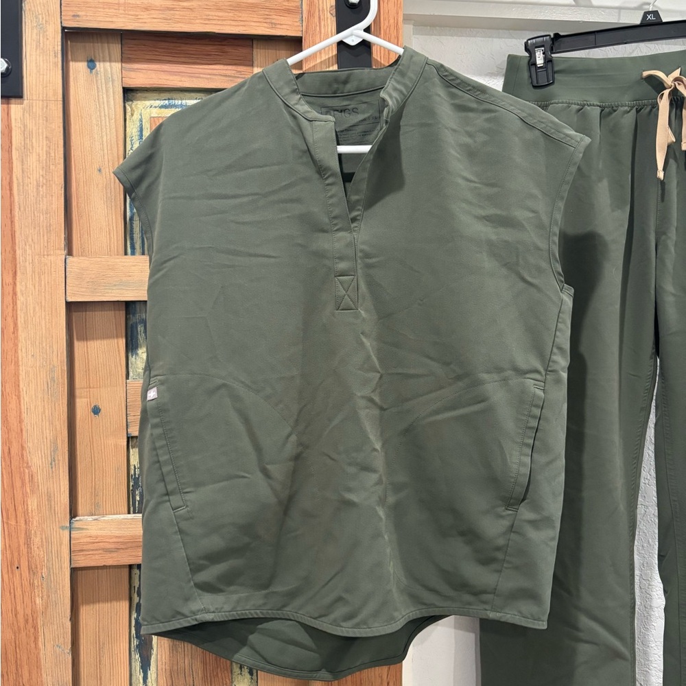 Figs Forest Green V-Neck Top